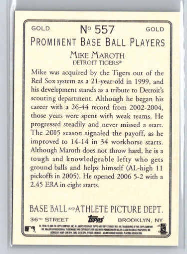 2006 Topps Turkey Red #557 Mike Maroth Gold G07
