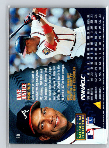 1995 Pinnacle #50 Dave Justice Museum Collection G08