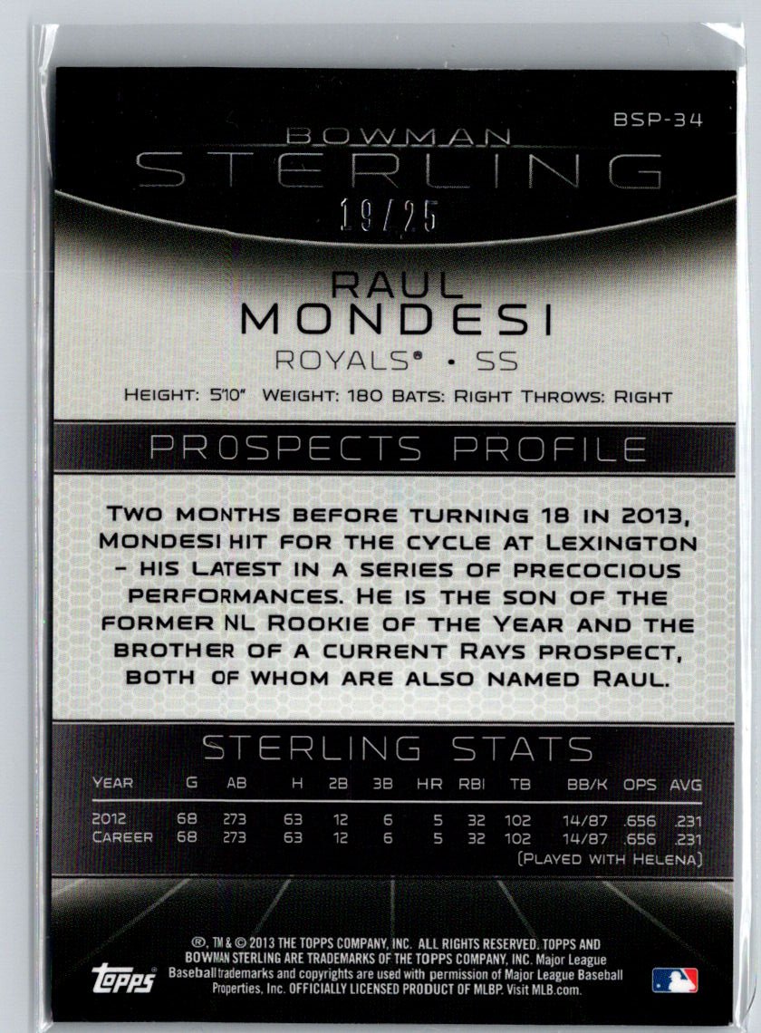 2013 Bowman Sterling #BSP-34 Raul Mondesi Prospects Blue Refractors #/25 G09