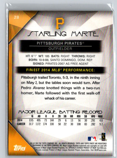 2015 Finest #28 Starling Marte Orange Refractor #/25 G09