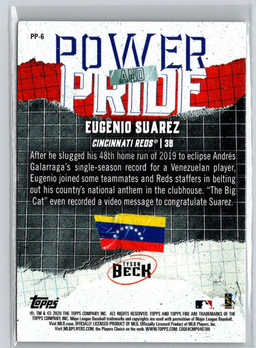 2020 Topps Fire #PP-6 Eugenio Suarez Power and Pride Gold Minted G09