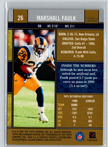 2000 Bowman Reserve #26 Marshall Faulk G09