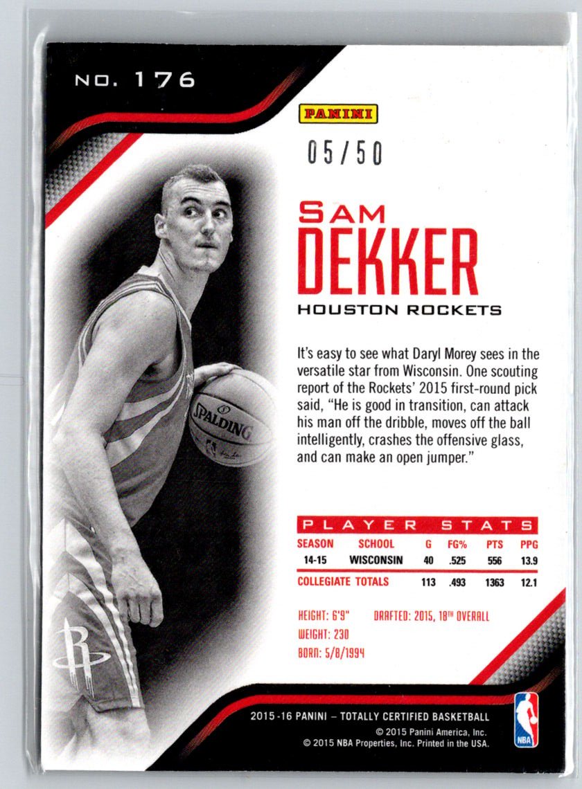 2015-16 Panini Totally Certified #176 Sam Dekker Mirror Purple #/50 G10