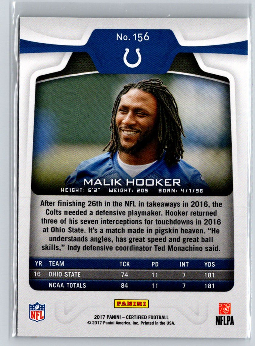 2017 Panini Certified #156 Malik Hooker Mirror Blue #/50 G10