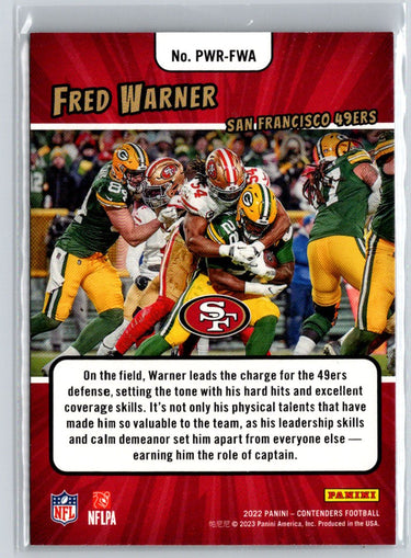 2022 Panini Contenders #PWR-FWA Fred Warner Power Players G11