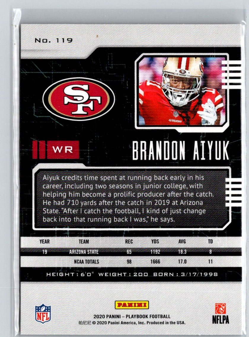2020 Panini Playbook #119 Brandon Aiyuk G11