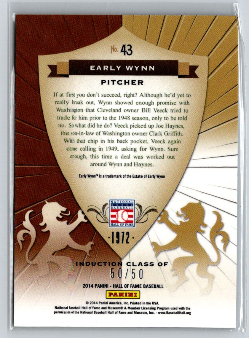 2014 Panini Hall of Fame Crusades Purple #43 Early Wynn #/50 G12