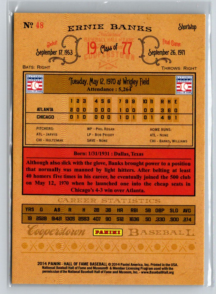 2014 Panini Hall of Fame Base Blue Frame #48 Ernie Banks #/75 G12