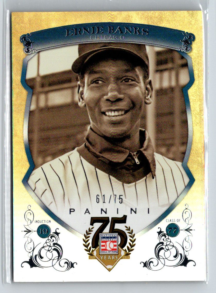 2014 Panini Hall of Fame Base Blue Frame #48 Ernie Banks #/75 G12