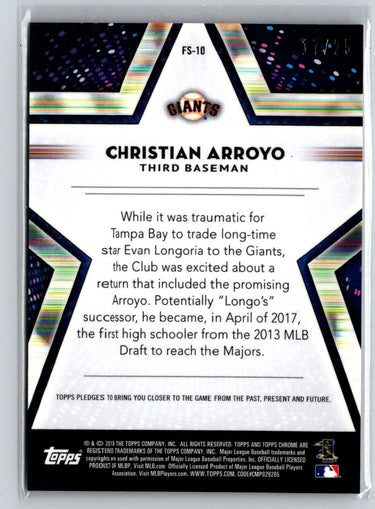 2018 Topps Chrome #FS-10 Christian Arroyo Future Stars Orange Refractor #/25 G12