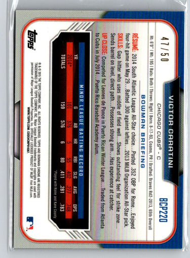2015 Bowman Chrome #BCP220 Victor Caratini Prospects Gold Refractors #/50 G12