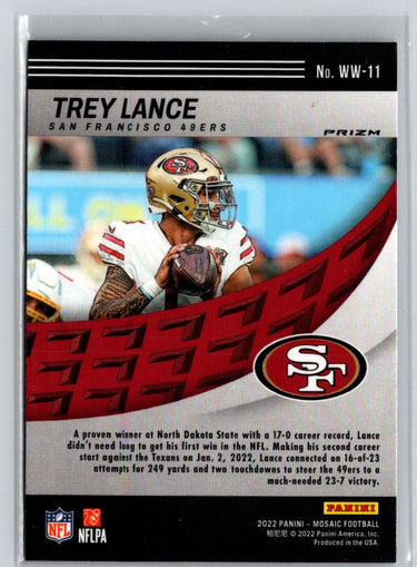 2022 Panini Mosaic #WW-11 Trey Lance Will to Win Mosaic Green G13