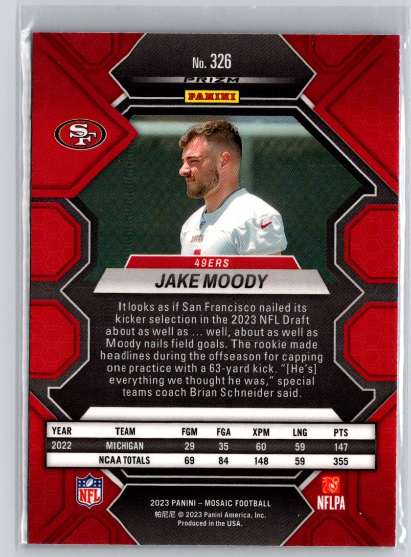 2023 Panini Mosaic #326 Jake Moody Mosaic G13