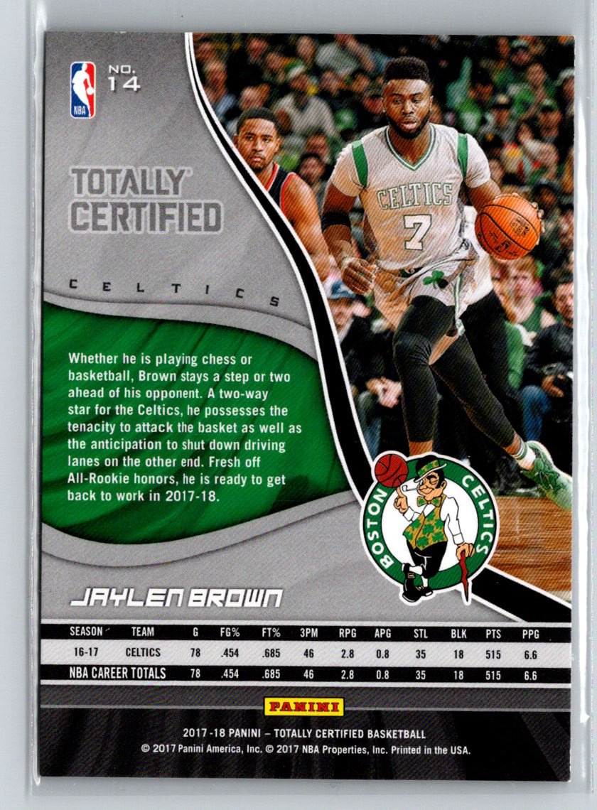 2017-18 Panini Totally Certified #14 Jaylen Brown Blue #/99 G13