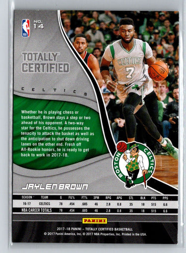2017-18 Panini Totally Certified #14 Jaylen Brown Blue #/99 G13
