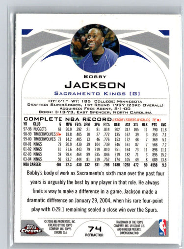 2004-05 Topps Chrome #74 Bobby Jackson Refractors G15