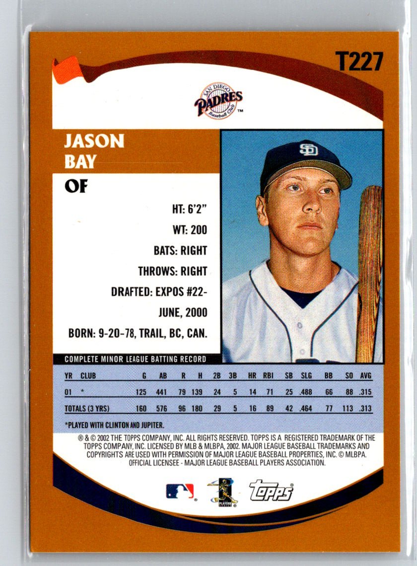 2002 Topps Traded & Rookies #T227 Jason Bay G16