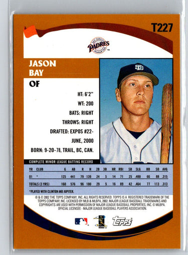 2002 Topps Traded & Rookies #T227 Jason Bay G16