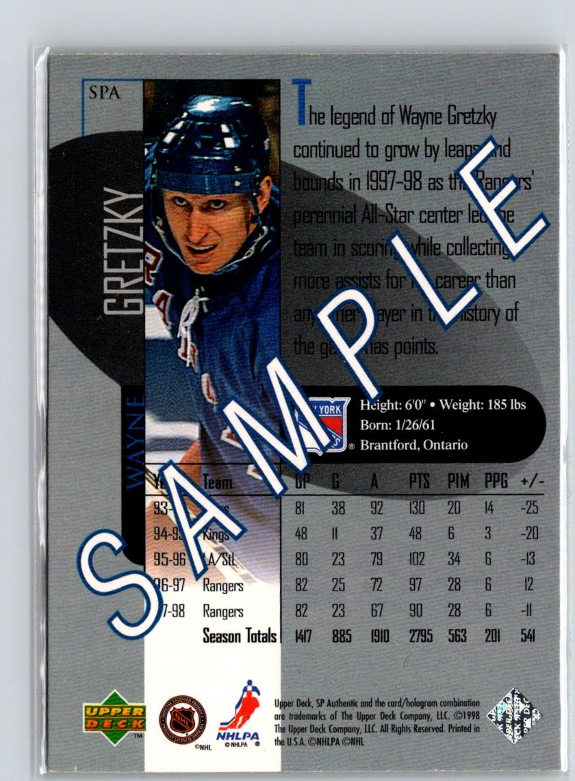 1998-99 SP Authentic #NNO Wayne Gretzky SAM G16