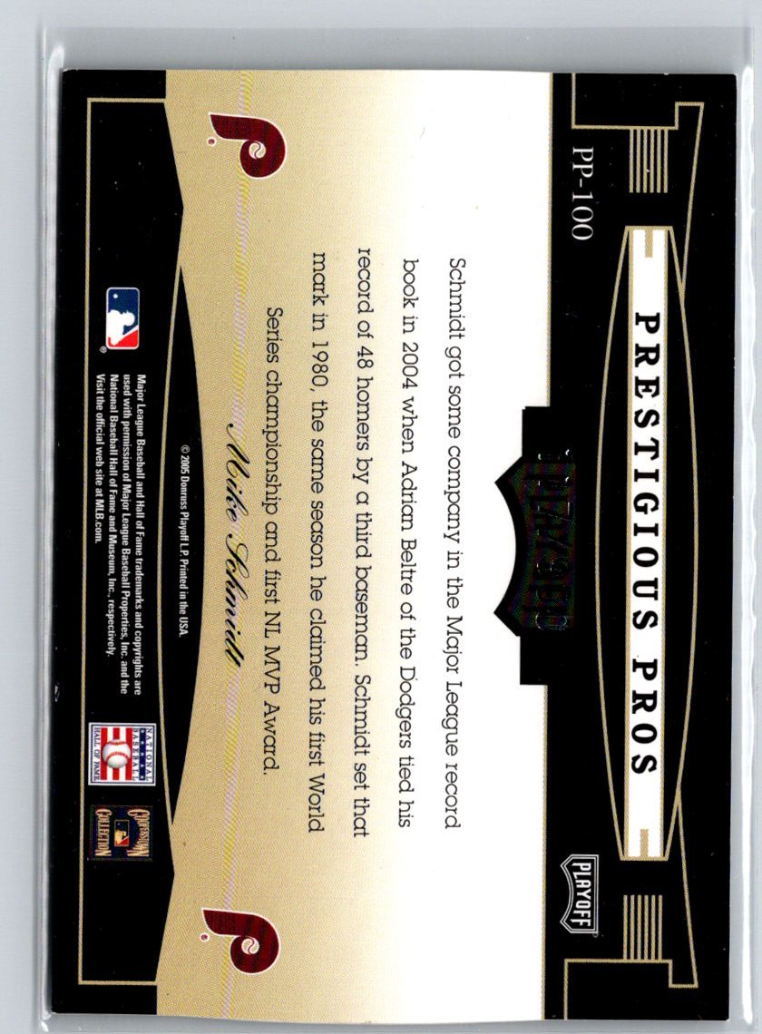 2005 Playoff Prestige #PP-100 Mike Schmidt Prestigious Pros Blue #/900 G17
