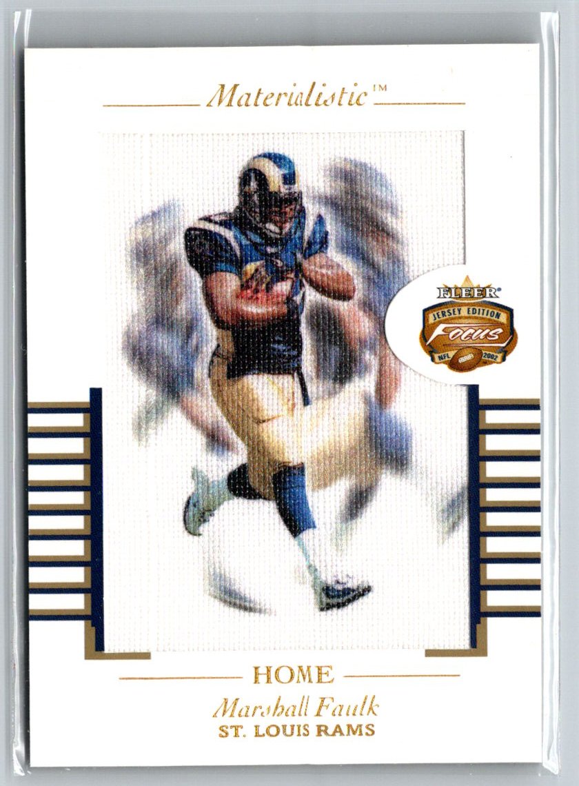 2002 Fleer Focus Jersey Edition #12 M Marshall Faulk Materialistic Home G17