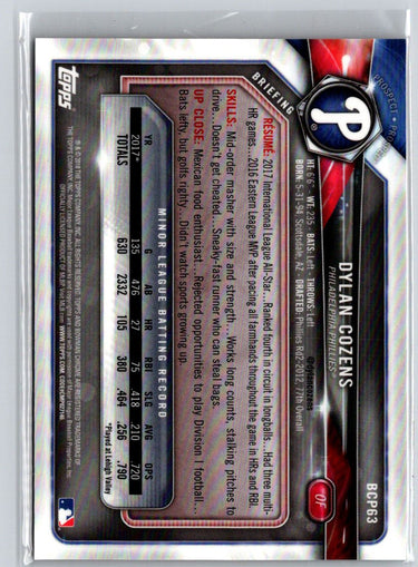2018 Bowman #BP63 Dylan Cozens Prospects Orange #/25 G18