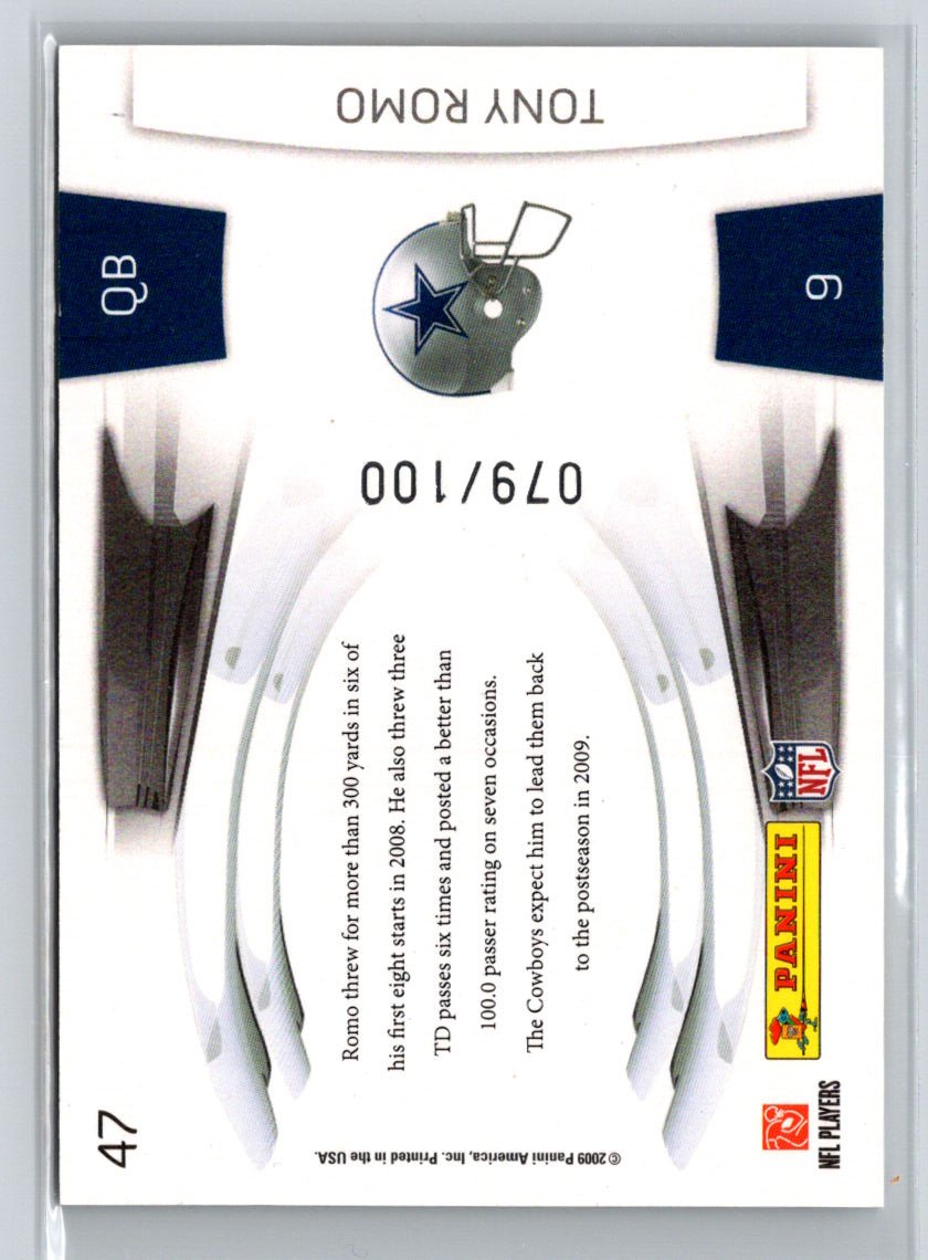 2009 Playoff Prestige #47 Tony Romo Prestigious Pros Gold #/100 G18