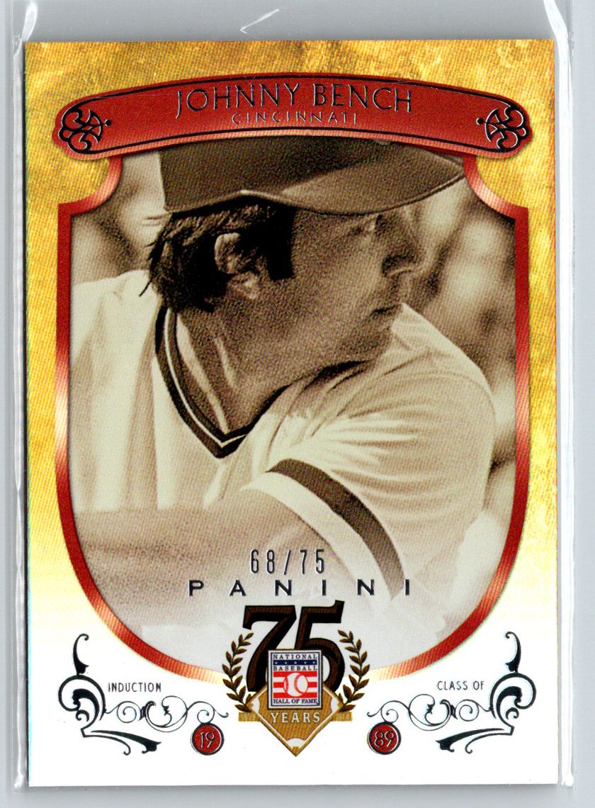 2014 Panini Hall of Fame 75th Year  Red Frame #65 Johnny Bench #/75 G19