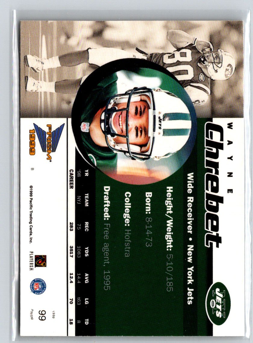 1999 Pacific Prism #99 Wayne Chrebet Holographic Gold #/480 G19