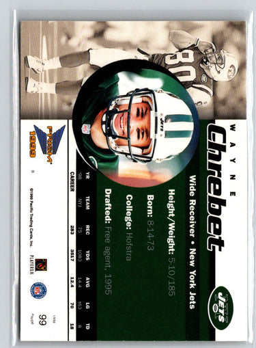 1999 Pacific Prism #99 Wayne Chrebet Holographic Gold #/480 G19