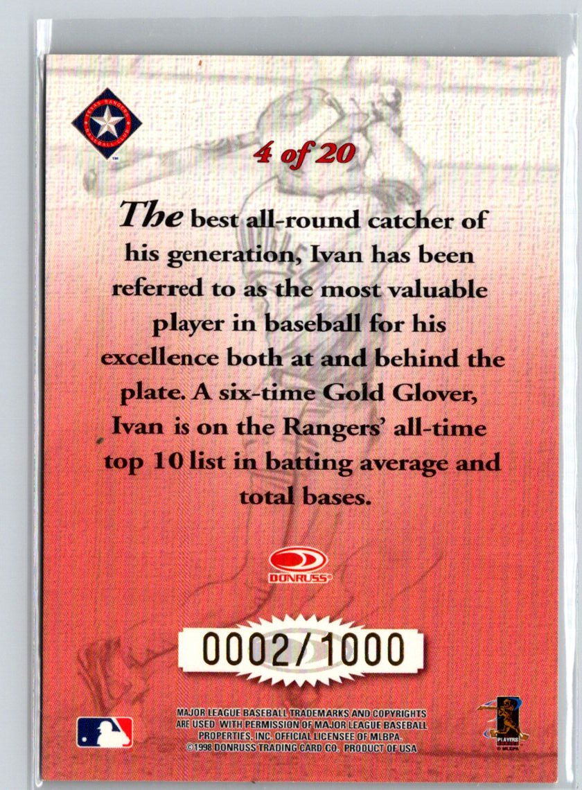 1998 Studio #4 Ivan Rodriguez Masterstrokes #/1000 G20