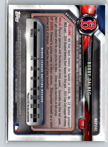 2018 Bowman Chrome Bobby Dalbec Prospects Green Shimmer Refractor #/99 G20