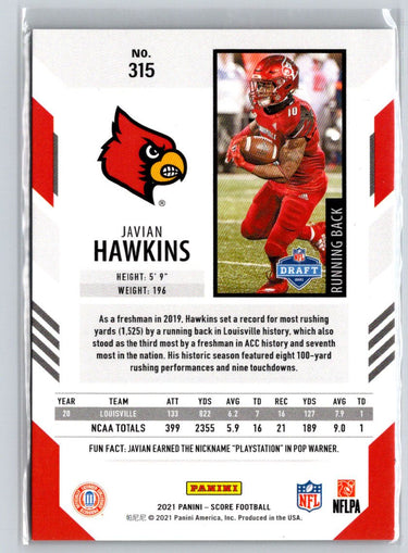 2021 Score #315 Javian Hawkins Artist Proof #/35 G20