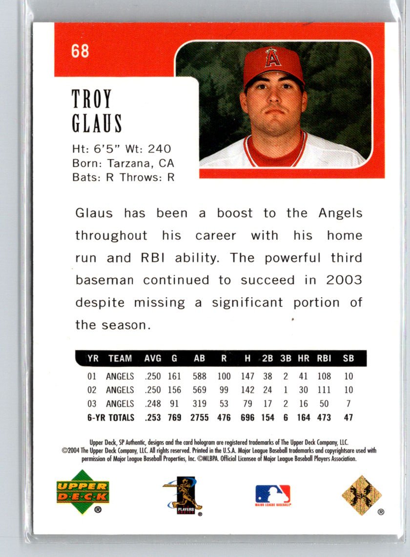 2004 SP Authentic #68 Troy Glaus Gold #/99 G21