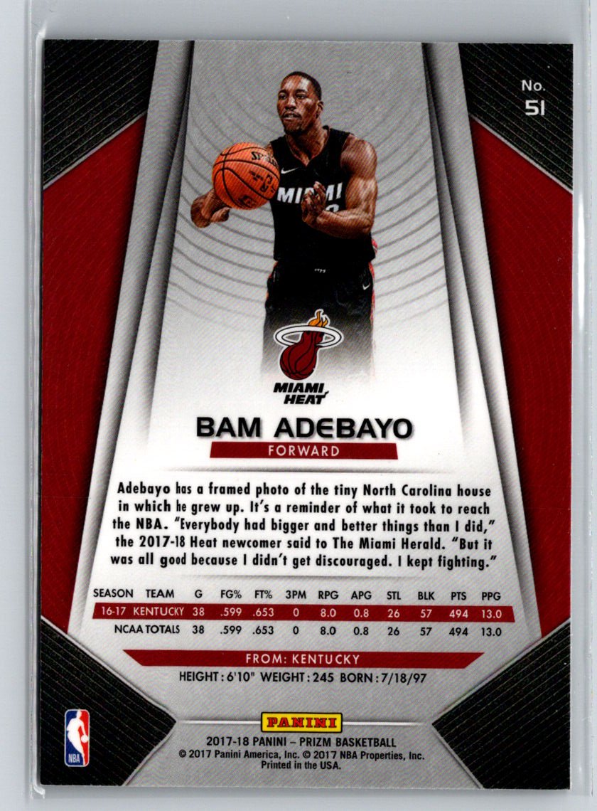 2017-18 Panini Prizm #51 Bam Adebayo G21