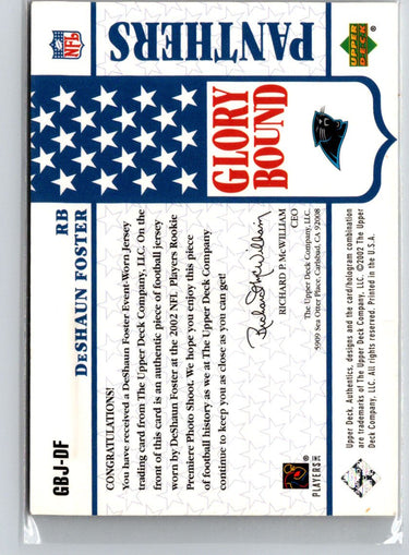 2002 UD Authentics #GBJ-DF DeShaun Foster Glory Bound Jerseys G22
