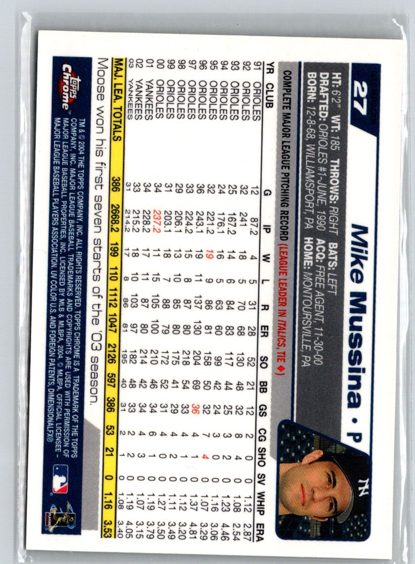 2004 Topps Chrome #27 Mike Mussina Gold Refractors G23