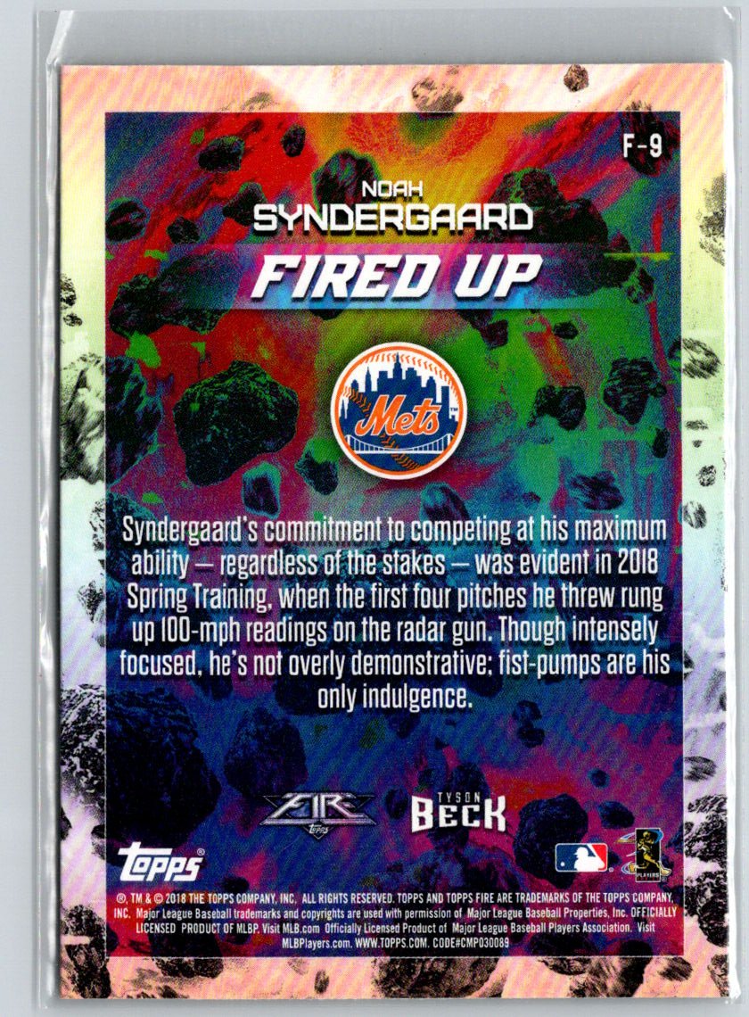 2018 Topps Fire #F-9 Noah Syndergaard Fired Up Gold Minted G23