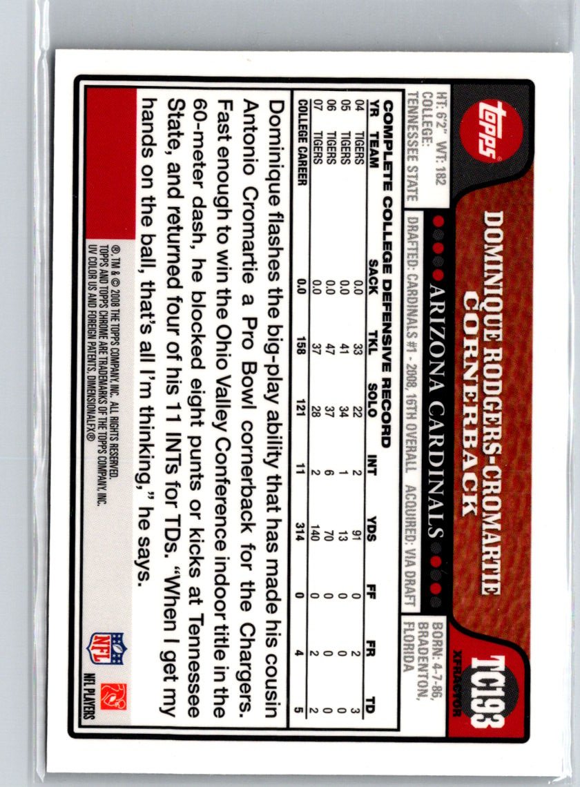 2008 Topps Chrome #TC193 Dominique Rodgers-Cromartie Xfractors G24