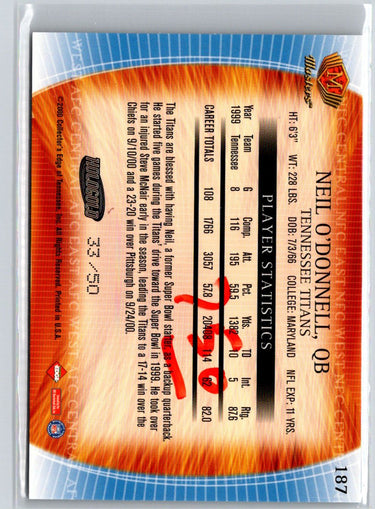 2000 Collector's Edge Masters #187 Neil O'Donnell HoloGold #/50 G25