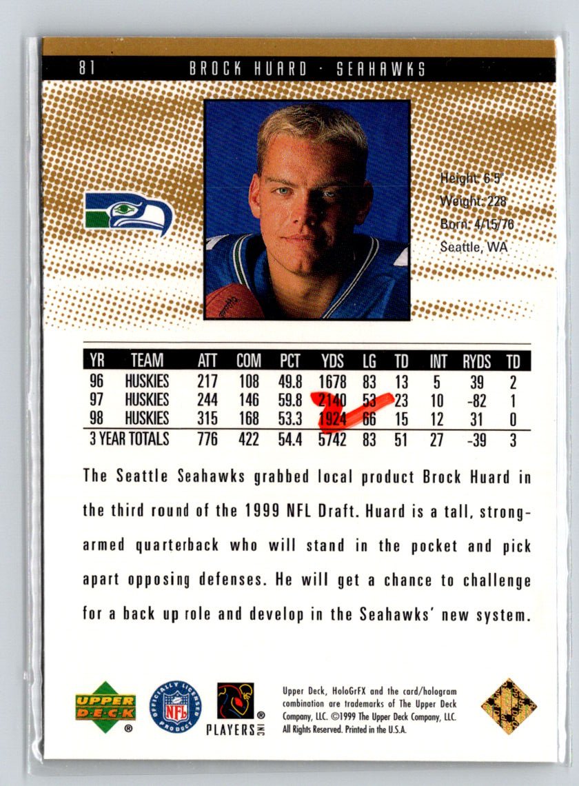 1999 Upper Deck HoloGrFX #81 Brock Huard AuSome G25