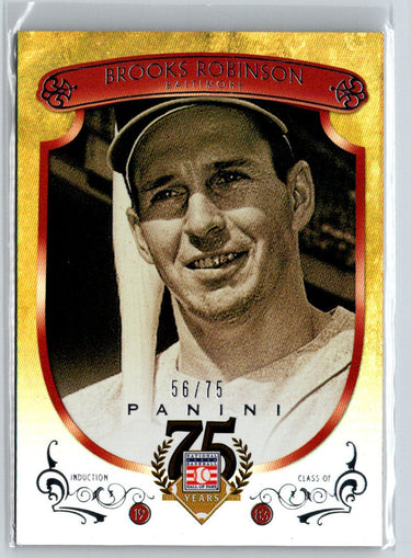2014 Panini Hall of Fame Red Frame #56 Brooks Robinson #/75 G25