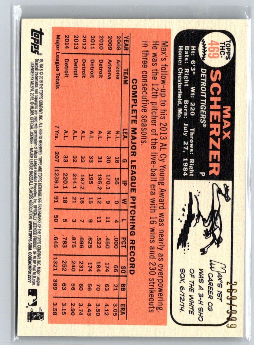 2015 Topps Heritage #THC-469 Max Scherzer Chrome #/999 G26