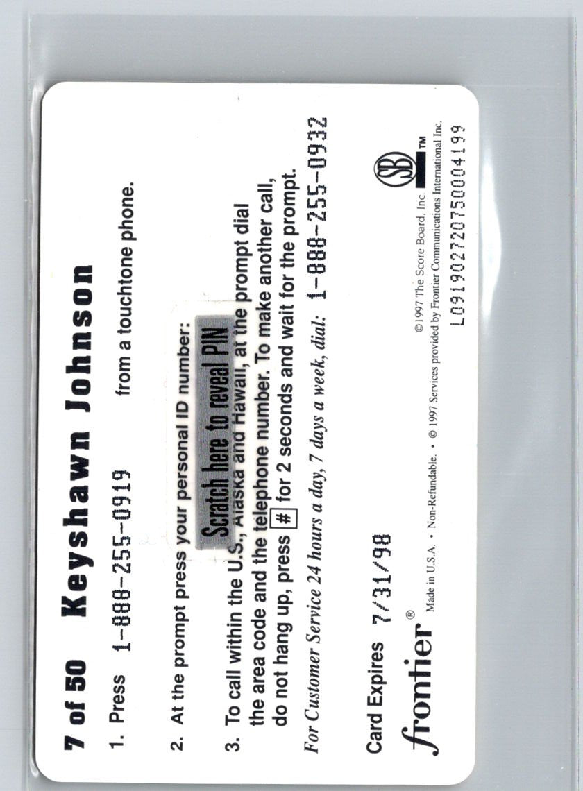 1997 Score Board Talk N' Sports #7 Keyshawn Johnson Phone Cards $1 G27