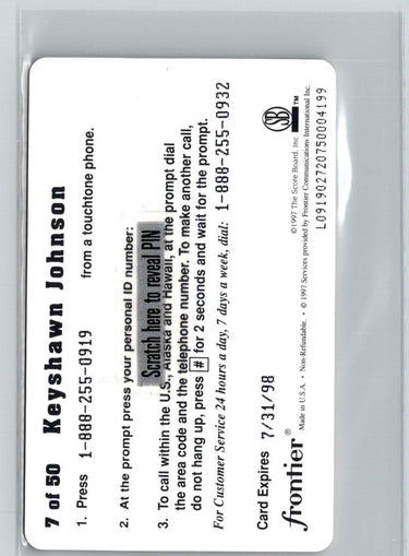 1997 Score Board Talk N' Sports #7 Keyshawn Johnson Phone Cards $1 G27