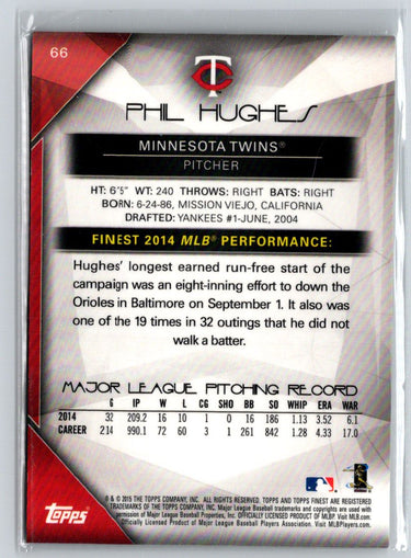 2015 Finest #66 Phil Hughes Orange Refractor #/25 G28