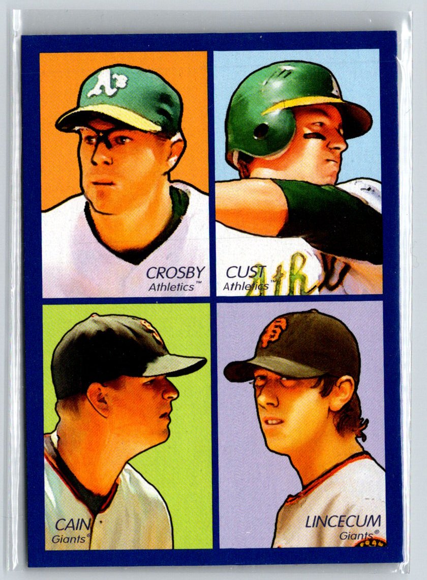 2009  Goudey Bobby Crosby / Jack Cust / Tim Lincecum / Matt Cain 4-in-1 Blue G28
