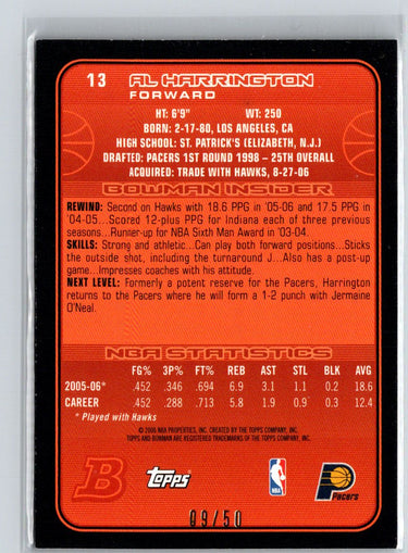 2006-07 Bowman #13 Al Harrington Bronze #/50 G28