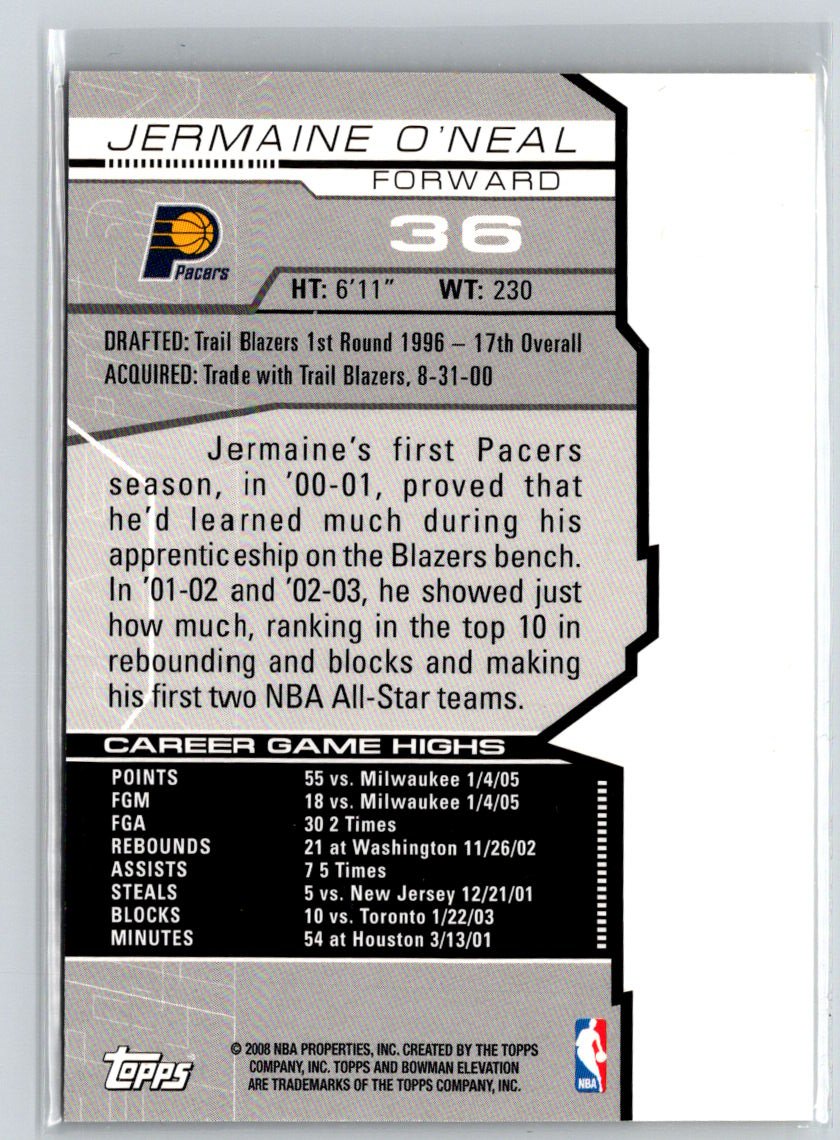 2007-08 Bowman Elevation #36 Jermaine O'Neal Red #/49 G28