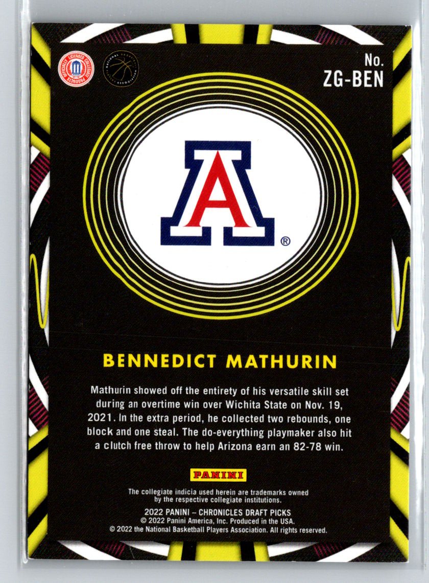 2022 Panini Chronicles Draft Picks #ZG-BEN Bennedict Mathurin Gamma Rays G29